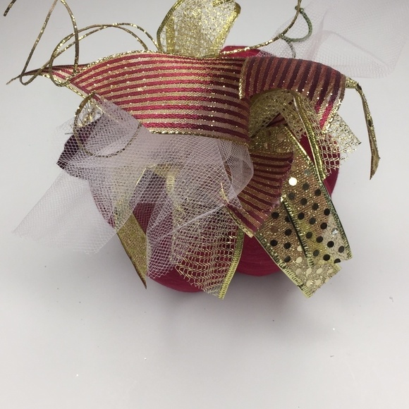 Handmade maroon and gold pumpkin. - Picture 5 of 7